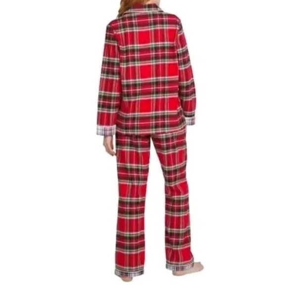 Lands' End Two 2-piece Flannel Pajama Set Red Plaid Women's Size XL - Picture 2 of 3